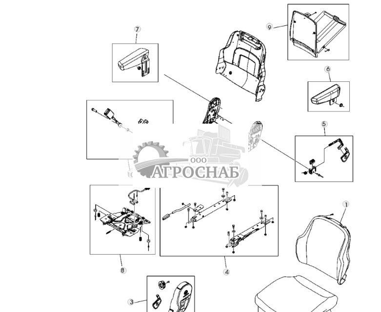 ПОДУШКА СИДЕНЬЯ ОПЕРАТОРА, ПОДЛОКОТНИК И КРЕПЛЕНИЯ (КАБИНА) - ST305333 528.jpg